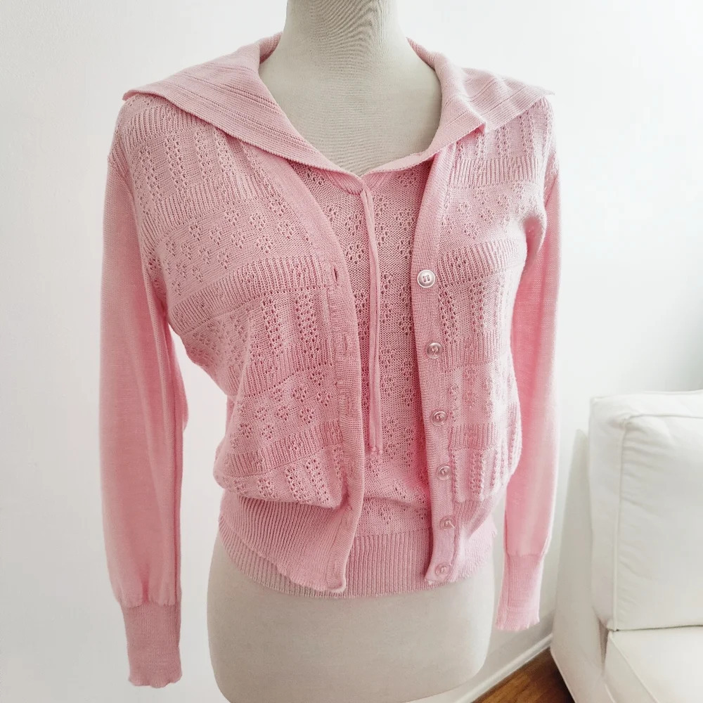 Vintage Sweater Set • Sears & Roebuck • 70s • Fits Small to Medium